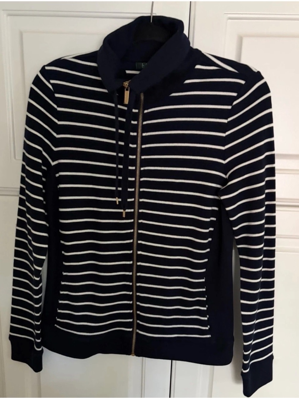 Lauren Ralph Lauren Navy and White Striped Bomber Jacket